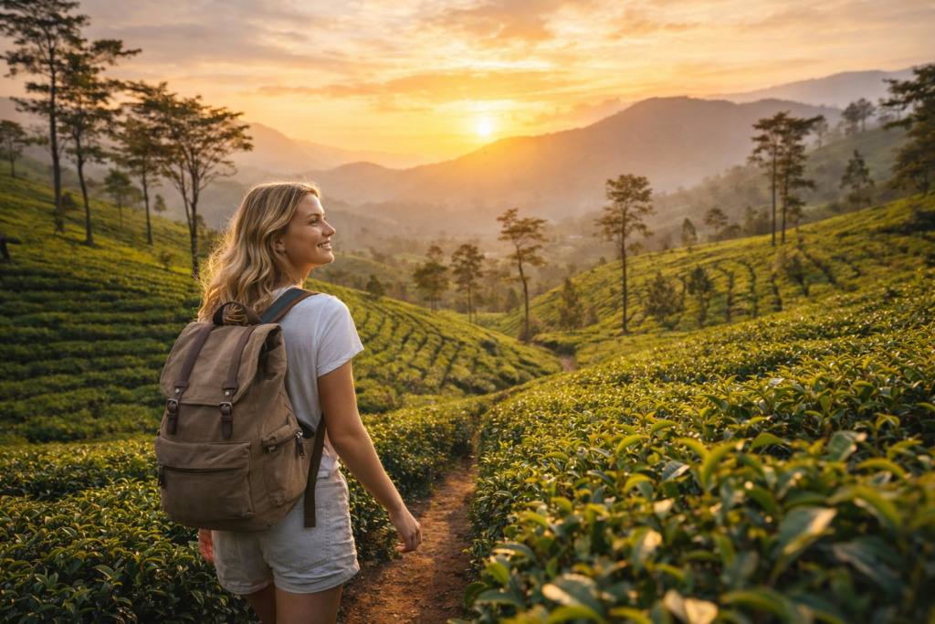 Touriste femme voyageant seule en sécurité au Sri Lanka